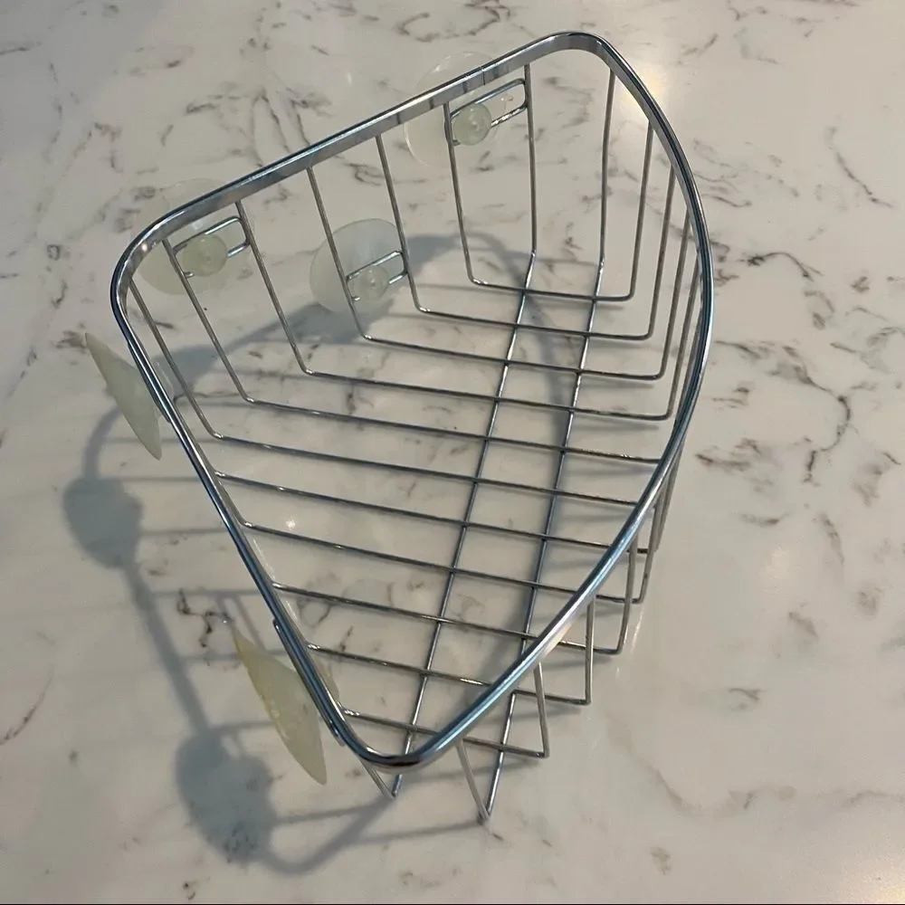SMALL/MEDIUM Corner Shower Silver Basket